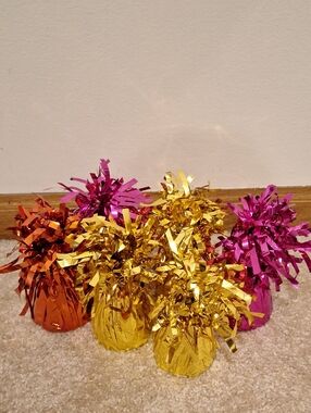 Metallic Pom-Pom Balloon Weights (Set of 6)